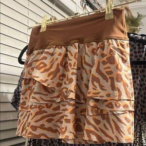 Aerie Brown and Orange Patterned Skirt
